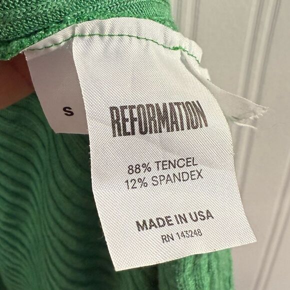 Reformation Green Ribbed Wrap Sundress Size S - Picture 5 of 8